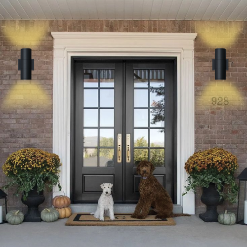 Strak Outdoor Wall Light, 7-Inch Cylinder Up and Down Black Light, Matte Black Light Fixture, 3CCT in One Waterproof Wall Light for Porch, Patio,