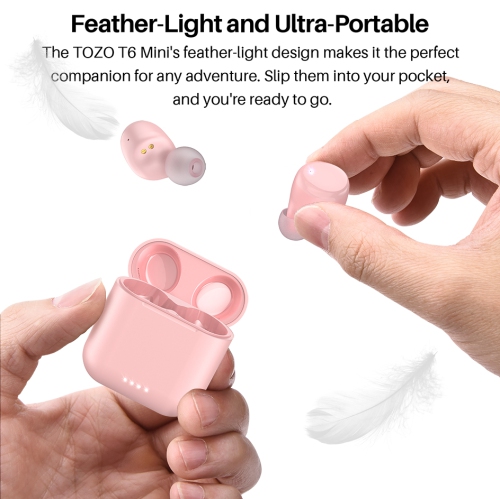 TOZO T6 mini Wireless Earbuds Bluetooth 5.3 Headphones, Ergonomic Design in-Ear Headset, 50Hrs Playtime with Wireless Charging Case, APP EQ