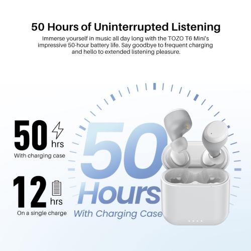 TOZO T6 mini Wireless Earbuds Bluetooth 5.3 Headphones, Ergonomic Design in-Ear Headset, 50Hrs Playtime with Wireless Charging Case, APP EQ