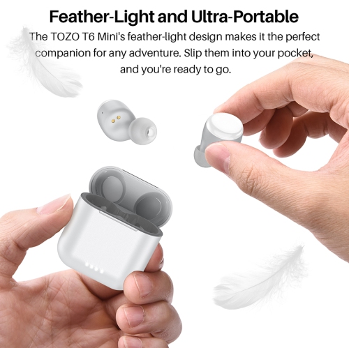 TOZO T6 mini Wireless Earbuds Bluetooth 5.3 Headphones, Ergonomic Design in-Ear Headset, 50Hrs Playtime with Wireless Charging Case, APP EQ