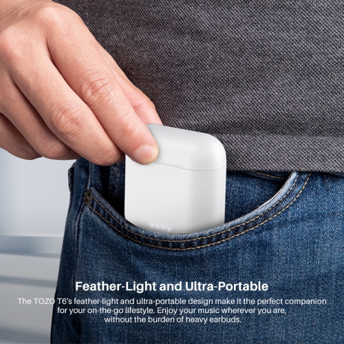 TOZO T6 mini Wireless Earbuds Bluetooth 5.3 Headphones, Ergonomic Design in-Ear Headset, 50Hrs Playtime with Wireless Charging Case, APP EQ