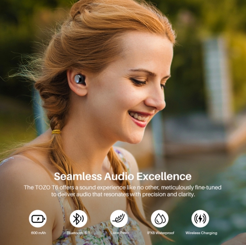 TOZO T6 mini Wireless Earbuds Bluetooth 5.3 Headphones, Ergonomic Design in-Ear Headset, 50Hrs Playtime with Wireless Charging Case, APP EQ