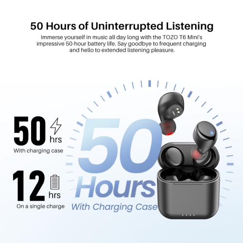 TOZO T6 mini Wireless Earbuds Bluetooth 5.3 Headphones, Ergonomic Design in-Ear Headset, 50Hrs Playtime with Wireless Charging Case, APP EQ
