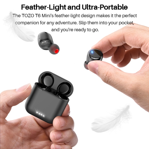 TOZO T6 mini Wireless Earbuds Bluetooth 5.3 Headphones, Ergonomic Design in-Ear Headset, 50Hrs Playtime with Wireless Charging Case, APP EQ
