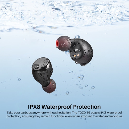 TOZO T6 mini Wireless Earbuds Bluetooth 5.3 Headphones, Ergonomic Design in-Ear Headset, 50Hrs Playtime with Wireless Charging Case, APP EQ