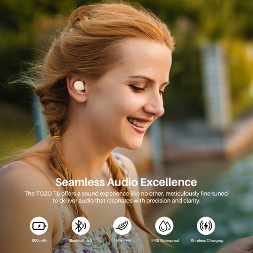 TOZO T6 mini Wireless Earbuds Bluetooth 5.3 Headphones, Ergonomic Design in-Ear Headset, 50Hrs Playtime with Wireless Charging Case, APP EQ