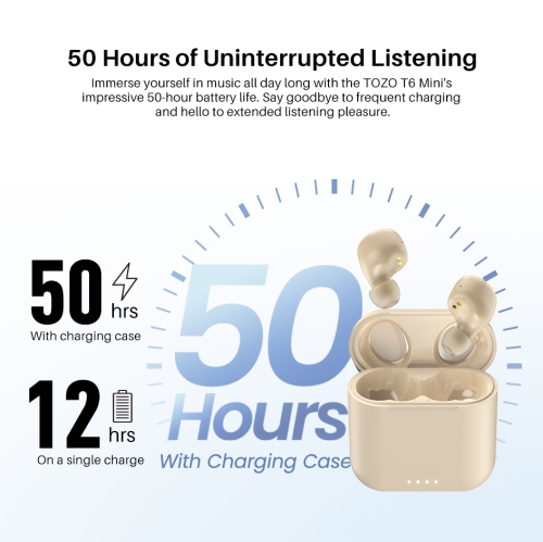 TOZO T6 mini Wireless Earbuds Bluetooth 5.3 Headphones, Ergonomic Design in-Ear Headset, 50Hrs Playtime with Wireless Charging Case, APP EQ