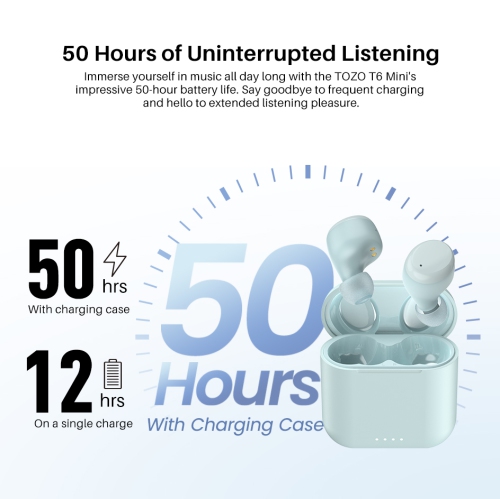 TOZO T6 mini Wireless Earbuds Bluetooth 5.3 Headphones, Ergonomic Design in-Ear Headset, 50Hrs Playtime with Wireless Charging Case, APP EQ