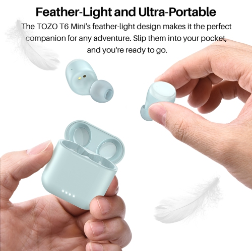 TOZO T6 mini Wireless Earbuds Bluetooth 5.3 Headphones, Ergonomic Design in-Ear Headset, 50Hrs Playtime with Wireless Charging Case, APP EQ