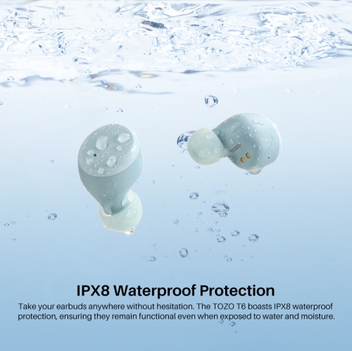 TOZO T6 mini Wireless Earbuds Bluetooth 5.3 Headphones, Ergonomic Design in-Ear Headset, 50Hrs Playtime with Wireless Charging Case, APP EQ