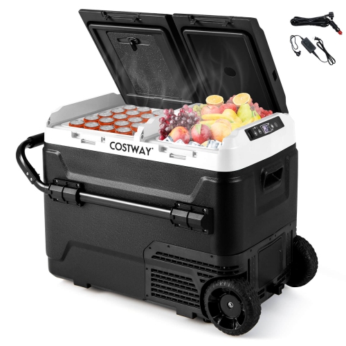 Image 1 of 10.. Costway Dual Zone 12V Car Refrigerator 53QT Portable Compressor Fridge Freezer