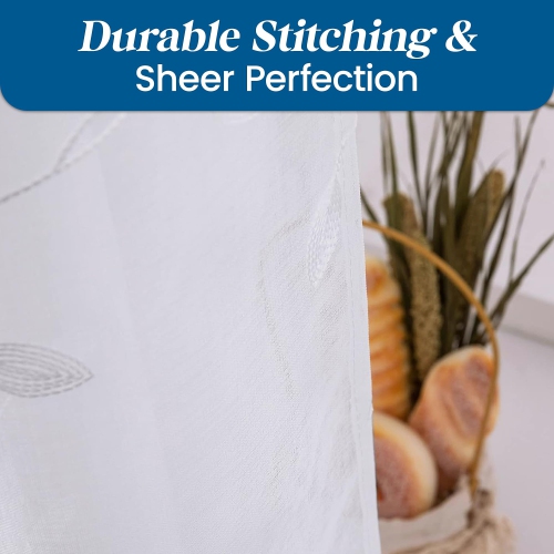 Rideaux diaphanes en lin canadien, 52 larg. X 84 long., 2 panneaux filtrants légers, rideaux de fenêtre transparents lavables à la machine, motif de