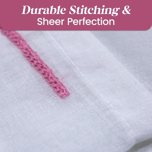 Canadian Linen Voile Sheer Curtains, W 52" x L 84", 2 Panels Light Filtering Washable Sheer Window Drapes Ring Curtains, Decorative Pink Flower Design