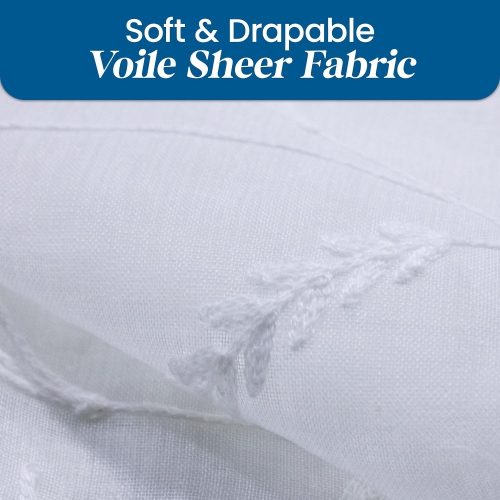 Rideaux diaphanes en lin canadien, 52 x 84 po, 2 panneaux filtrants légers, lavable à la machine Rideaux de fenêtre, motif blanc décoratif