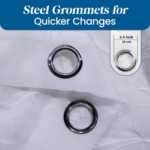 Rideaux diaphanes en lin canadien, 52 x 84 po, 2 panneaux filtrants légers, lavable à la machine Rideaux de fenêtre, motif blanc décoratif