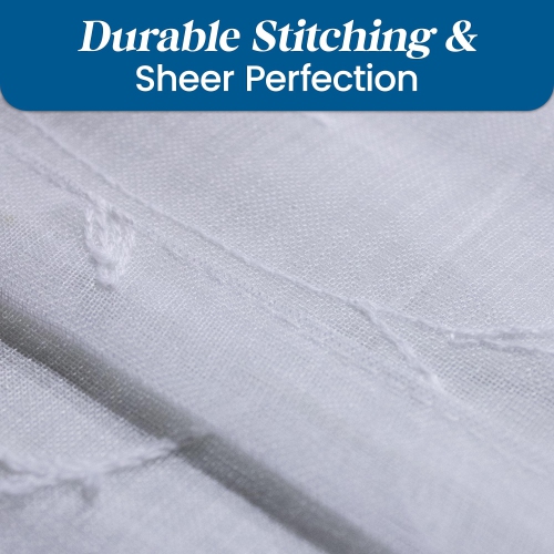 Rideaux diaphanes en lin canadien, 52 x 84 po, 2 panneaux filtrants légers, lavable à la machine Rideaux de fenêtre, motif blanc décoratif