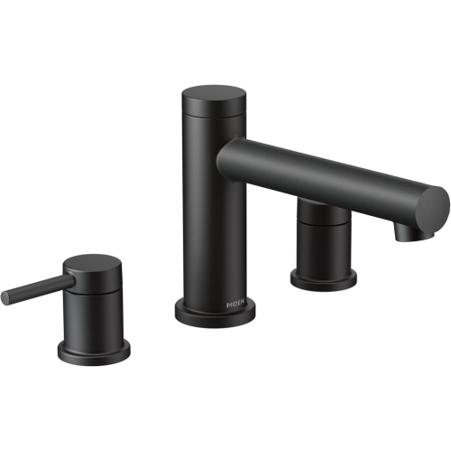 Moen T393BL Align 2-Handle Deck Mount Modern Roman Tub Faucet Trim Kit, Valve Required, Matte Black -Open Box