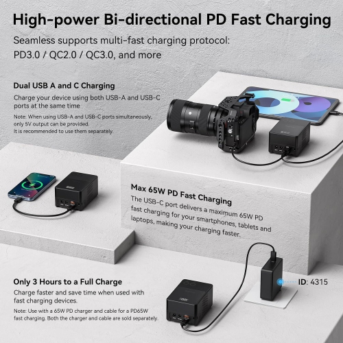Open Box - SmallRig V Mount Battery VB99, 6700mAh 99Wh 14.8V mini V-Mount Battery