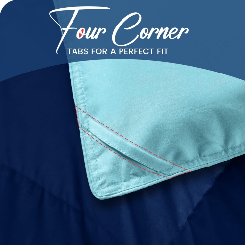 Canadian Linen Reverisble – Couvre-lit en lin synthétique, 60 x 90 po, matelassé doux et piqué, respirant, respirant, respirant, bleu marine et