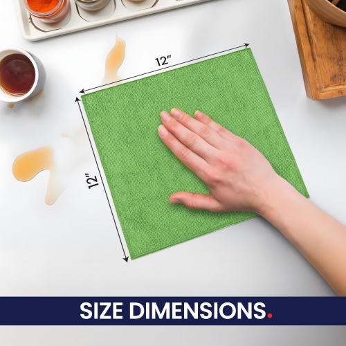 HYGIENX Microfiber Cleaning Cloth, 12”x12” 24 Pack Highly Absorbent Soft Dish Cloths, Reusable Quick Dry Rag Lint Free Washcloth Towel for Kitchen