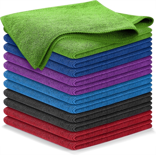 HYGIENX Microfiber Cleaning Cloth, 12”x12” 24 Pack Highly Absorbent Soft Dish Cloths, Reusable Quick Dry Rag Lint Free Washcloth Towel for Kitchen