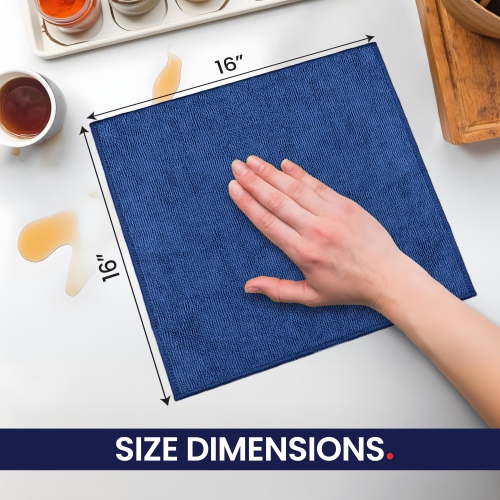 Canadian Linen Microfiber Cleaning Cloth, 6 Pack, 16"x16", Reusable Washable Highly Absorbent Soft Quick Dry Car Sponge Towel for Home Glass, Multi