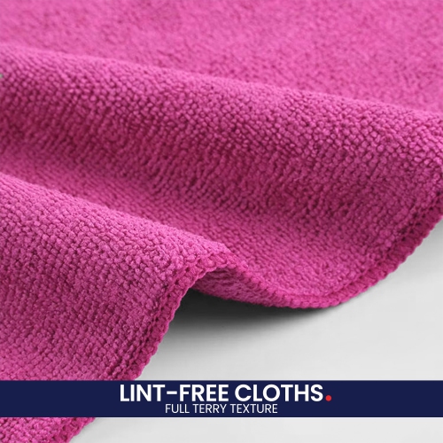 Canadian Linen Microfiber Cleaning Cloths, 6 Pack, 16"x16", Quick Dry Highly Absorbent Soft Reusable Washable Towel for Salon Gym Spa Cars Glass, Pink