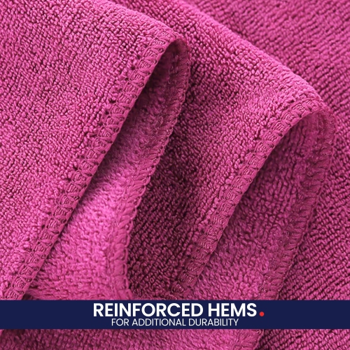 Canadian Linen Microfiber Cleaning Cloths, 6 Pack, 16"x16", Quick Dry Highly Absorbent Soft Reusable Washable Towel for Salon Gym Spa Cars Glass, Pink