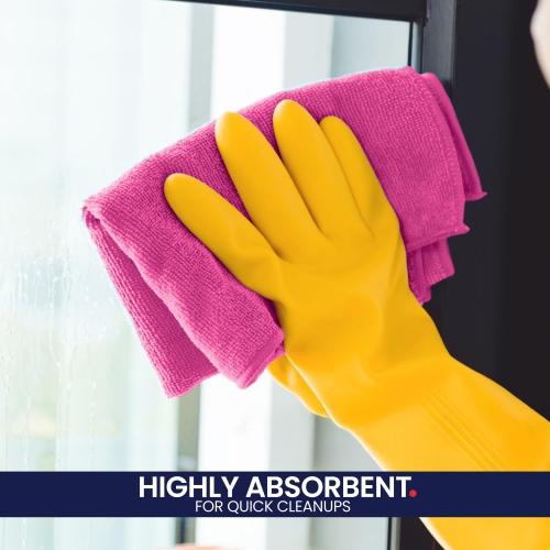 Canadian Linen Microfiber Cleaning Cloths, 6 Pack, 16"x16", Quick Dry Highly Absorbent Soft Reusable Washable Towel for Salon Gym Spa Cars Glass, Pink