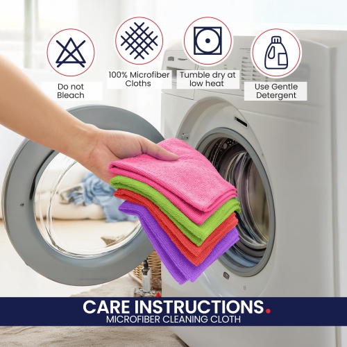 Canadian Linen Microfiber Cleaning Cloths, 6 Pack, 16"x16", Quick Dry Highly Absorbent Soft Reusable Washable Towel for Salon Gym Spa Cars Glass, Pink