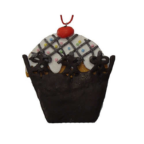 ROMAN  Sweet Memories Cupcake With Cherry On Top Christmas Ornament In Brown