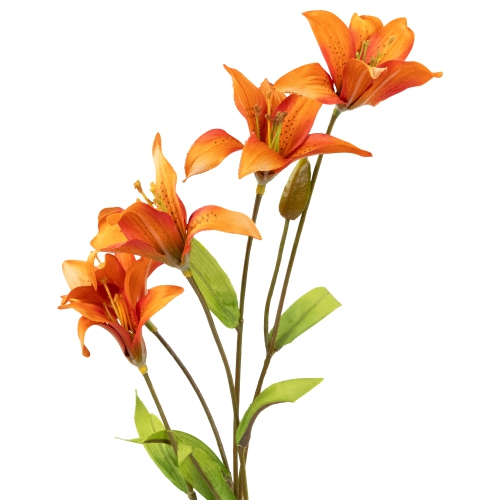 Tiger Lily Two-Tone Artificial Floral Spray - 26" - Rust Orange