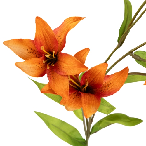 Tiger Lily Two-Tone Artificial Floral Spray - 26" - Rust Orange