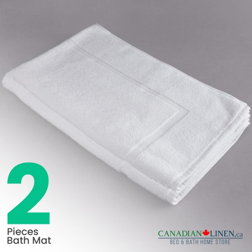 Canadian Linen Luxury Cotton White Bath Mats, 20x30 Inches, 2 Pack, Quick Dry Bath Rugs - 100% Soft Absorbent Cotton Shower Floor Mat Machine Washable