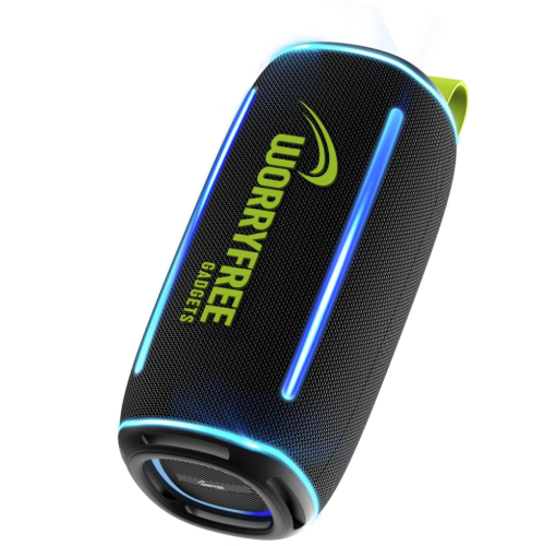 WORRYFREE GADGETS  Wireless Portable Waterproof Bluetooth Speaker With RGB Lights - In Black