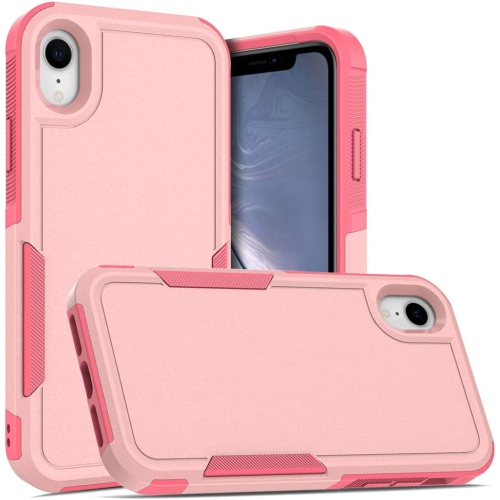 [CS] Dual Layers Heavy Duty Rubber Armor Bumper Hard Case Cover for iPhone XR, Light Pink