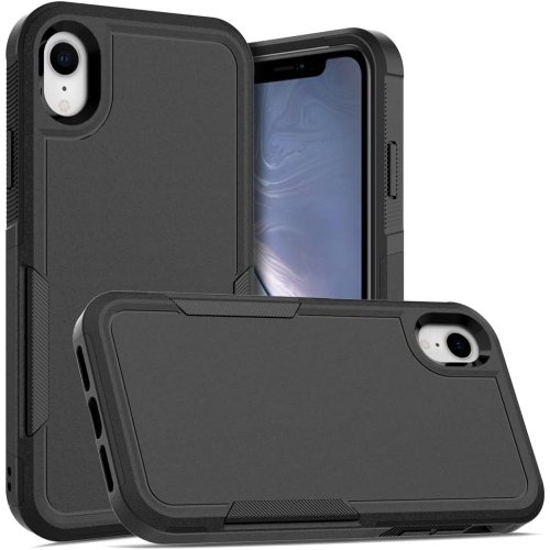 [CS] Dual Layers Heavy Duty Rubber Armor Bumper Hard Case Cover for iPhone XR, Black