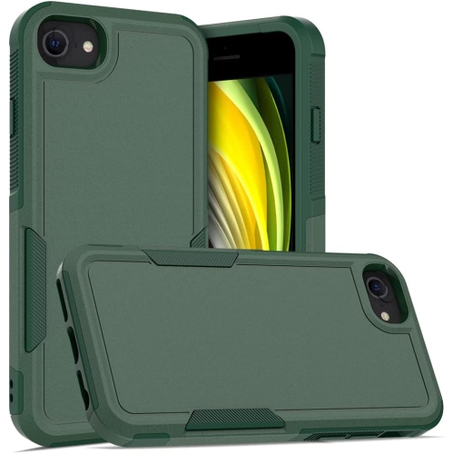 [CS] Dual Layers Heavy Duty Rubber Armor Bumper Hard Case Cover for iPhone 7 / 8 / SE 2020, Midnight Green