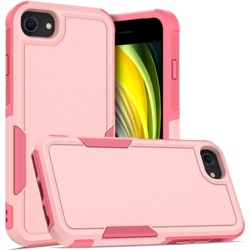 [CS] Dual Layers Heavy Duty Rubber Armor Bumper Hard Case Cover for iPhone 7 / 8 / SE 2020, Light Pink