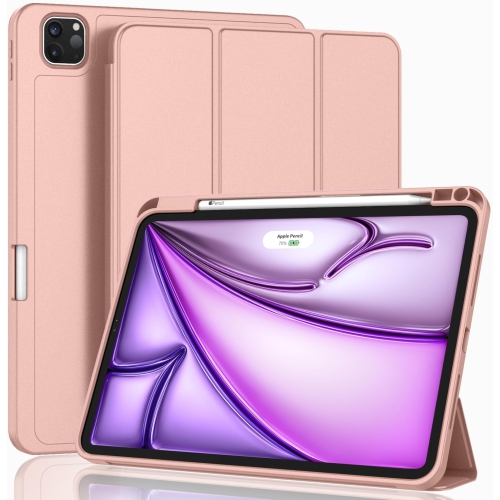 [CS] Slim Magnetic Smart Cover Stand Case & Pencil Holder for Apple iPad Pro 11" 2024, Rose Gold