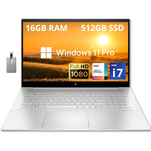 HP Refurbished (Excellent) -  Envy 17.3" Fhd Laptop, Intel Core I7-1260P, 512GB PCie SSD, 16GB Ddr4 Ram, Backlit Keyboard, Intel Iris Xe Graphics, Win 11 Pro, Silver, 32GB USB Card Après 8 ans, mon nouvel HP confirme tout ce que j'imaginais faire avec lui 