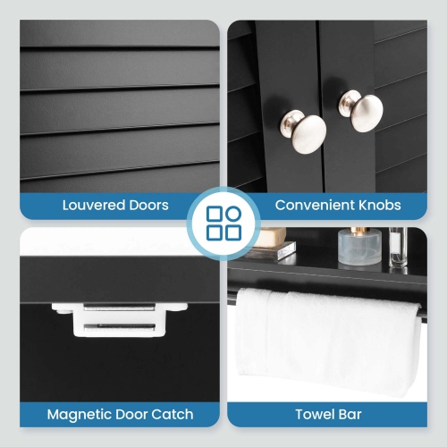 Costway Bathroom Wall Mounted Medicine Cabinet with Louvered Doors & Towel Bar