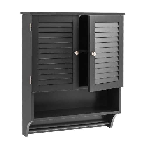 Costway Bathroom Wall Mounted Medicine Cabinet with Louvered Doors & Towel Bar