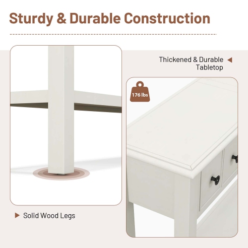 Table d'entrée rétro de 60 po avec 4 tiroirs et tablette ouverte de Costway