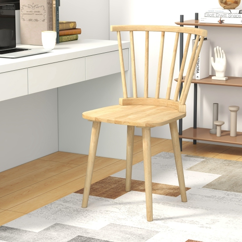 Costway Rubber Wood Windsor Dining Chairs Set of 2 with Spindle Back for Living Room