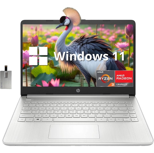 HP 14" FHD Laptop, IPS Display, AMD Ryzen 3-3250U, 512GB PCIe SSD,16GB RAM, AMD Radeon Graphics, HP True Vision HD Camera, Wi-Fi 5, Bluetooth, Win 11