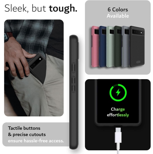 Étui MergeGrip de TUDIA pour Pixel 6a de Google de qualité militaire - Noir mat