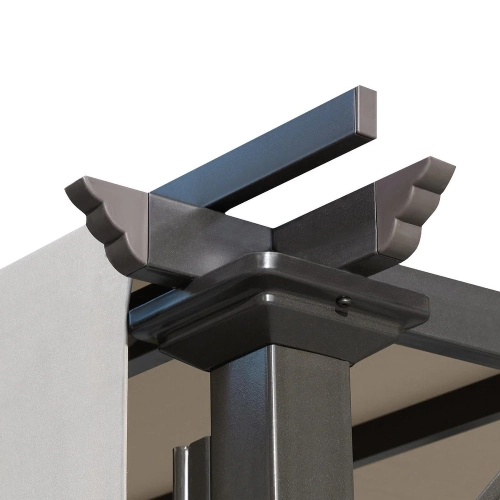 Pergola d'extérieur Erommy de 10 x 10 pi, abris de jardin avec cadre et abat-jour en acier, noir