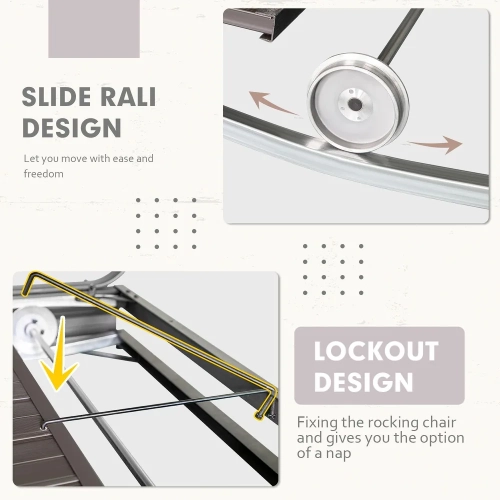 Bancs coulissants pour l'extérieur avec auvent et moustiquaire de 42 po x 88 po d'Erommy avec cadre en aluminium, 4 chaises berçantes de patio – Brun