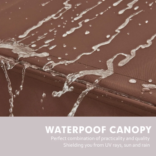 Bancs coulissants pour l'extérieur avec auvent et moustiquaire de 42 po x 88 po d'Erommy avec cadre en aluminium, 4 chaises berçantes de patio – Brun